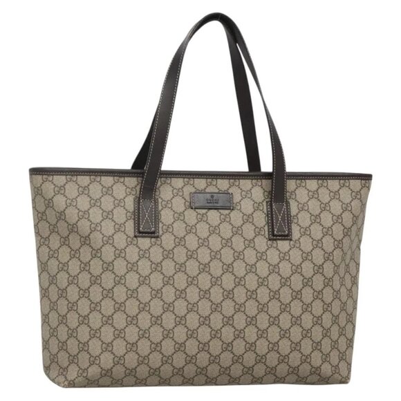 GUCCI GG Supreme Tote Bag PVC Beige Silver - Picture 1 of 16